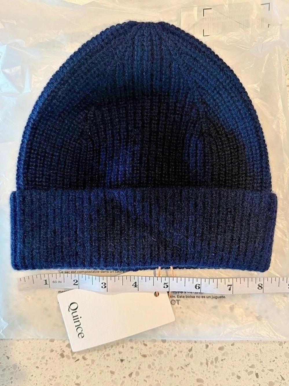 Quince Mongolian Cashmere Ribbed Beanie True Navy Blue XS/S